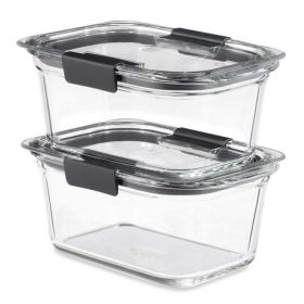 4.7 Cup Brilliance Glass Food Storage Containers, 2-Pack with Lids, BPA Free and Leak Proof